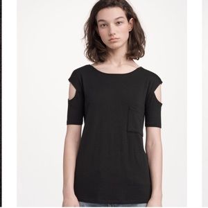 Rag & Bone Black Island Cold Shoulder Tee Shirt